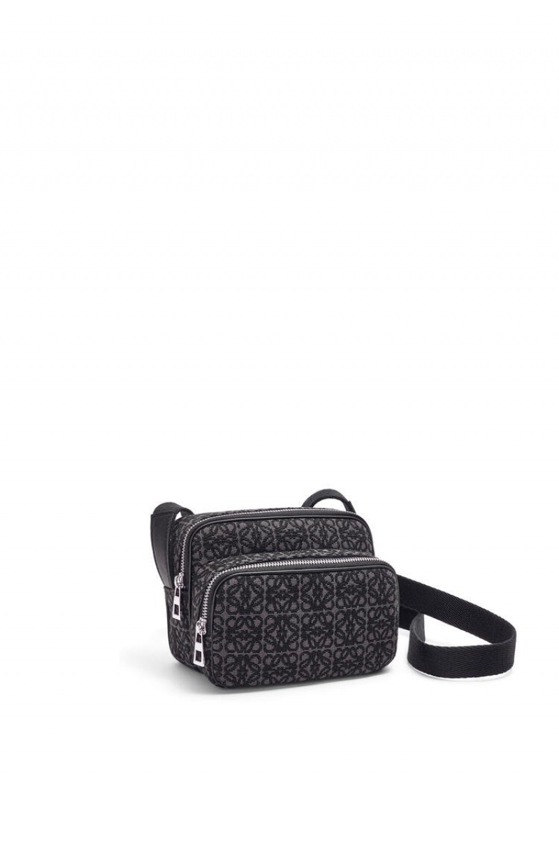 Bolsa De Hombro Loewe Mini Camera bag in Anagram jacquard and calfskin Hombre Negras | 806MEUPZR