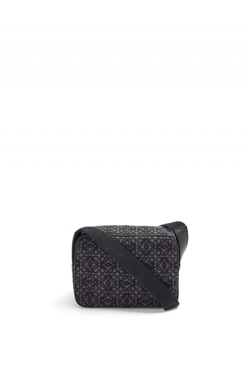 Bolsa De Hombro Loewe Mini Camera bag in Anagram jacquard and calfskin Hombre Negras | 806MEUPZR