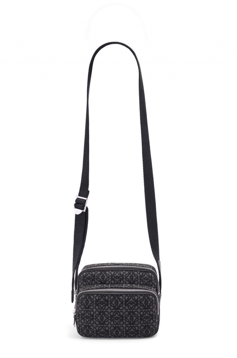 Bolsa De Hombro Loewe Mini Camera bag in Anagram jacquard and calfskin Hombre Negras | 806MEUPZR