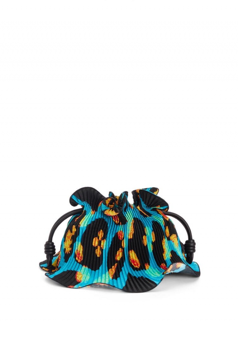 Bolsa De Hombro Loewe Mini Flamenco Clutch in textile and calfskin Mujer Negras | 816OBJQFY