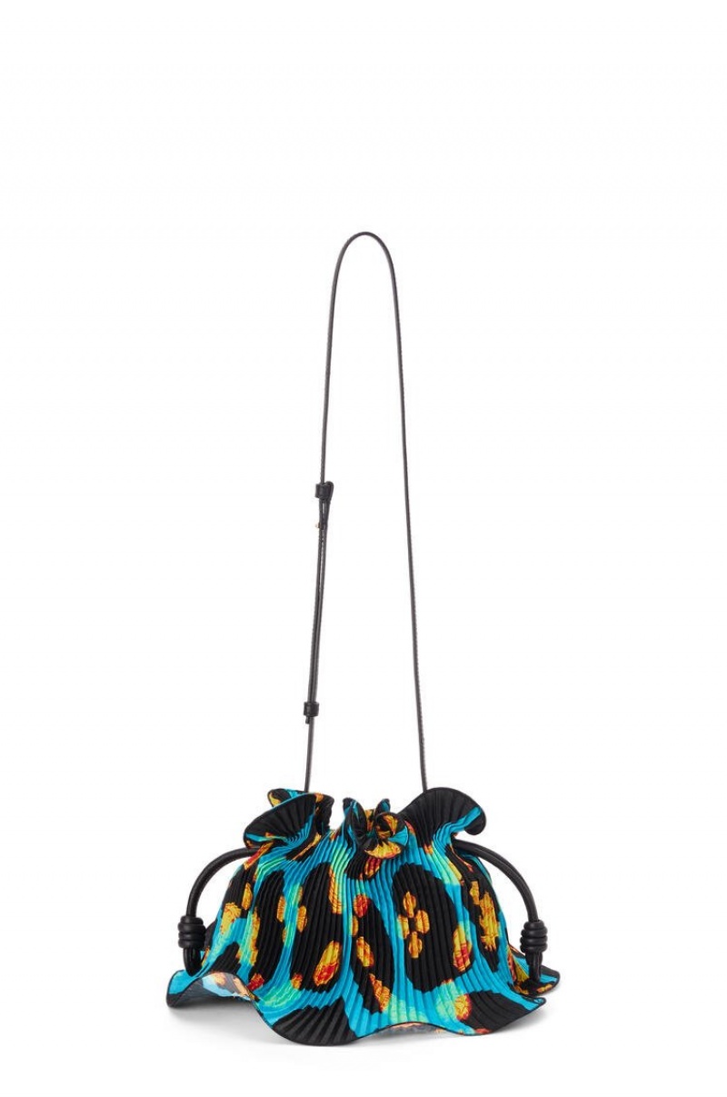 Bolsa De Hombro Loewe Mini Flamenco Clutch in textile and calfskin Mujer Negras | 816OBJQFY