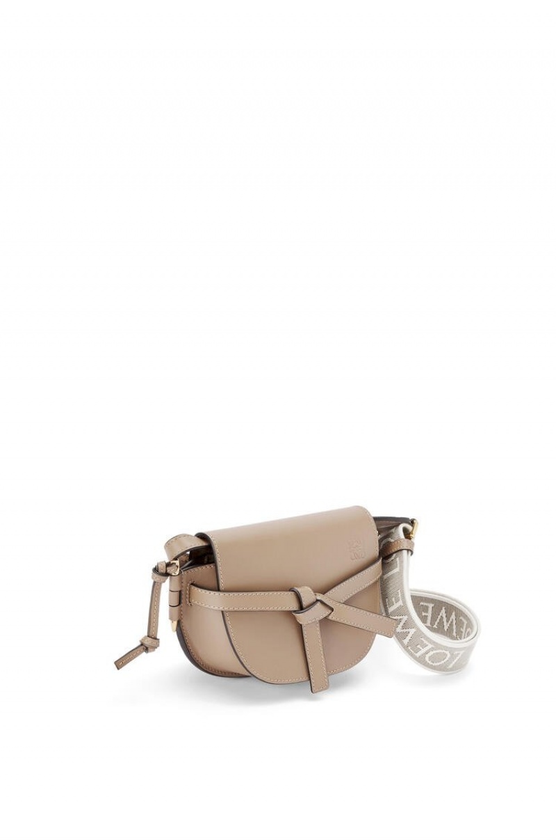 Bolsa De Hombro Loewe Mini Gate Dual bag in soft calfskin and jacquard Mujer Sand | 043FTVAPZ