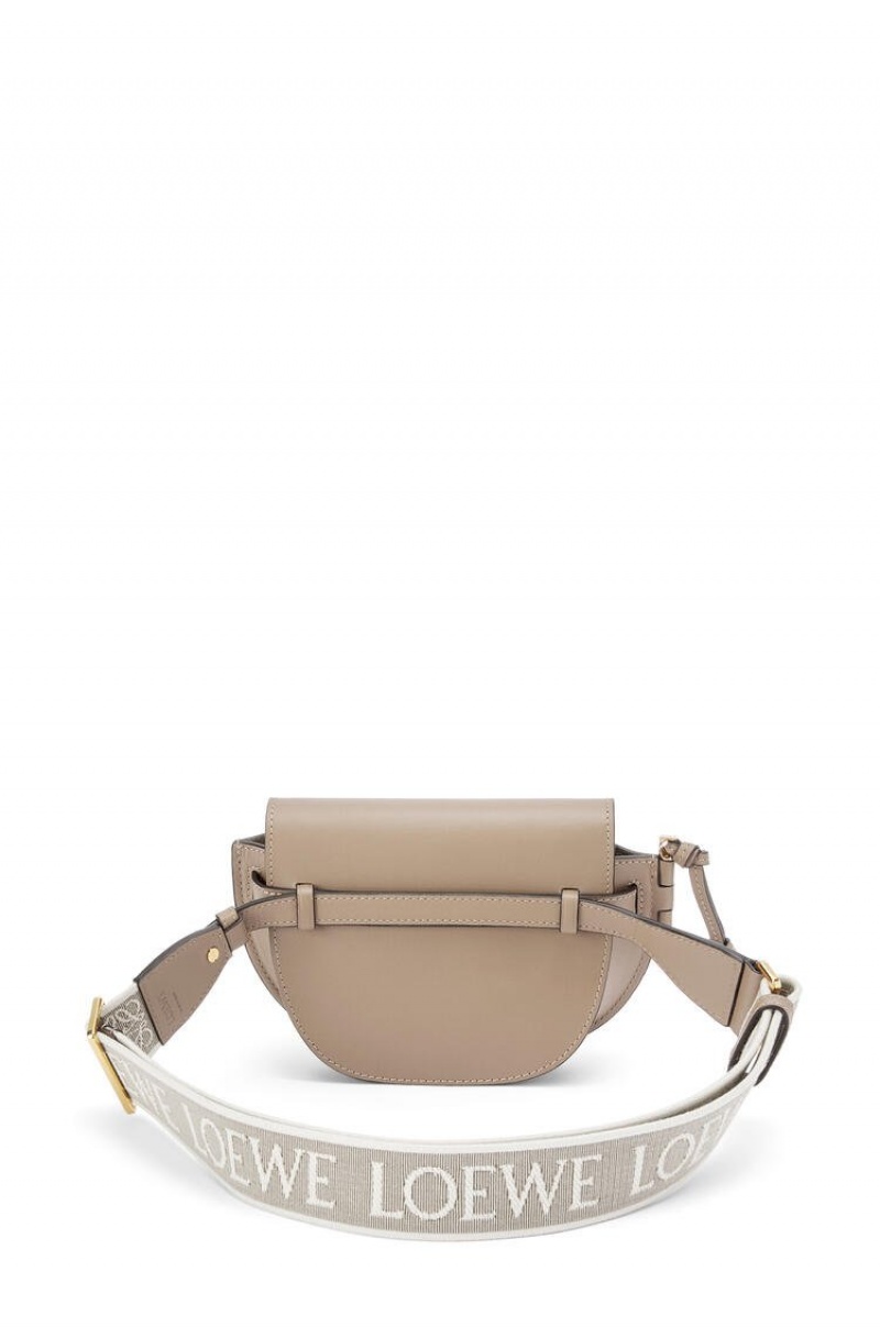 Bolsa De Hombro Loewe Mini Gate Dual bag in soft calfskin and jacquard Mujer Sand | 043FTVAPZ