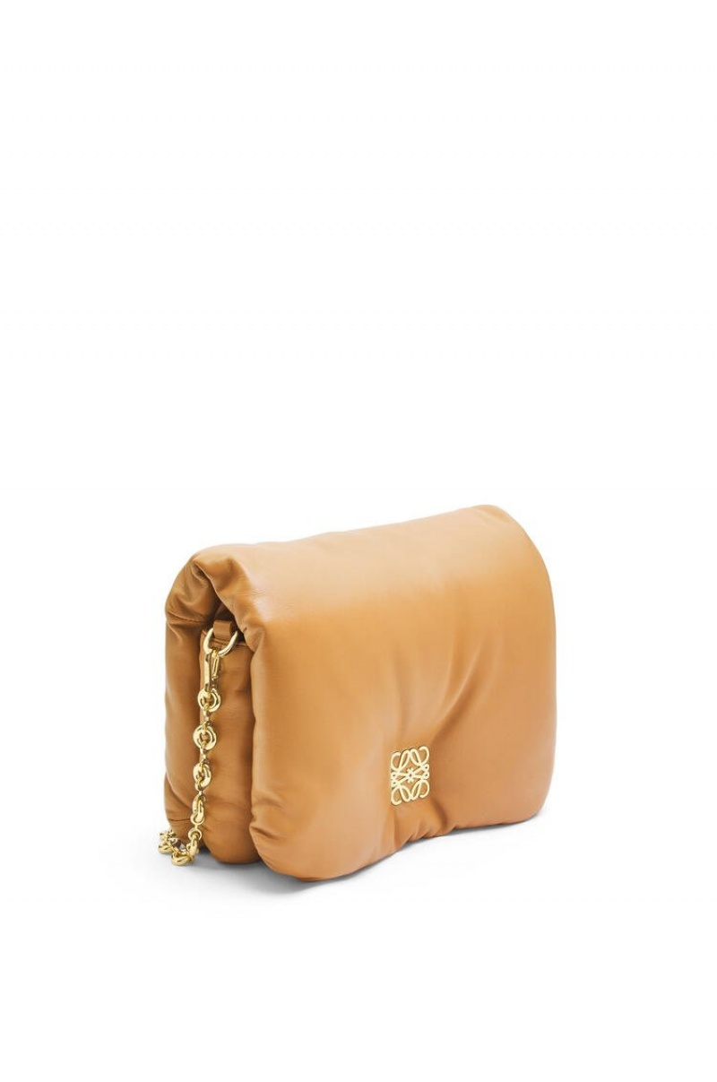 Bolsa De Hombro Loewe Puffer Goya bag in shiny nappa lambskin Mujer Camel | 598MRPGLJ