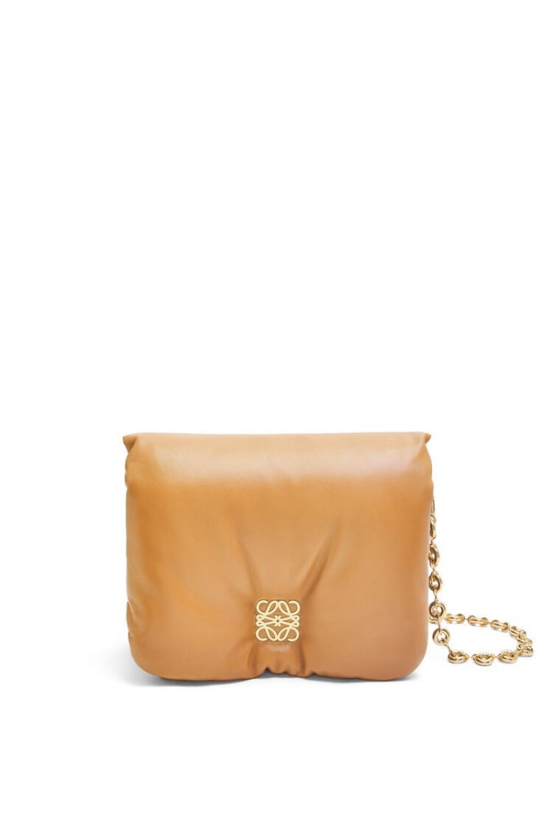 Bolsa De Hombro Loewe Puffer Goya bag in shiny nappa lambskin Mujer Camel | 598MRPGLJ