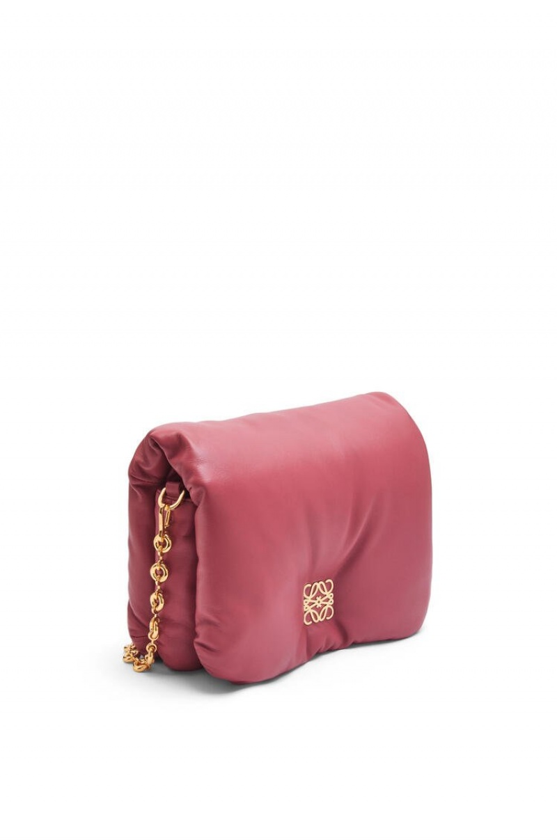 Bolsa De Hombro Loewe Puffer Goya bag in shiny nappa lambskin Mujer Plumrose | 917CXALOH