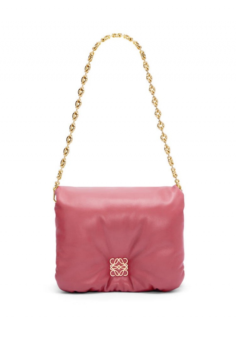 Bolsa De Hombro Loewe Puffer Goya bag in shiny nappa lambskin Mujer Plumrose | 917CXALOH