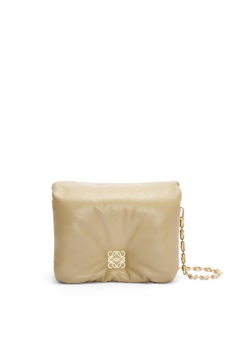 Bolsa De Hombro Loewe Puffer Goya bag in shiny nappa lambskin Mujer Verde | 829ZHGYLI