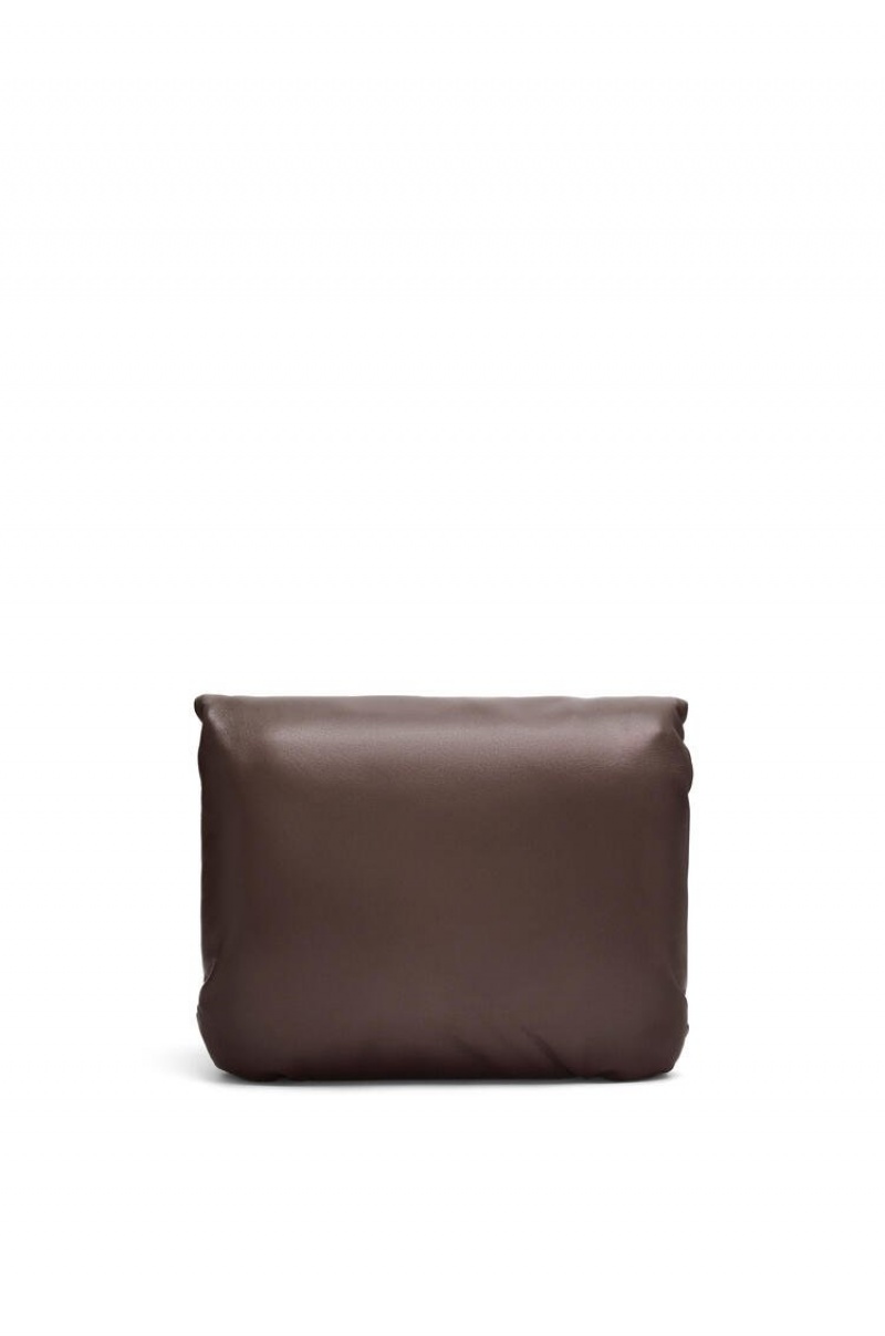 Bolsa De Hombro Loewe Puffer Goya bag in shiny nappa lambskin Mujer Chocolate Oscuro | 132VYZCXG