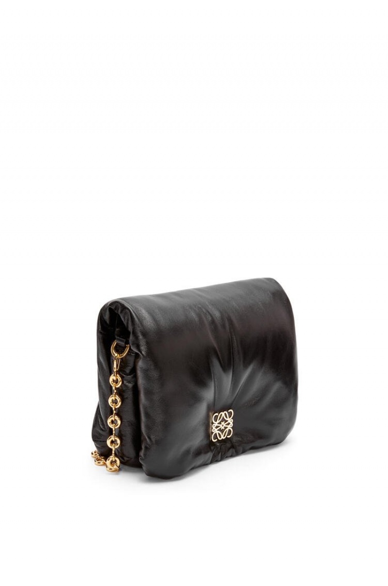 Bolsa De Hombro Loewe Puffer Goya bag in shiny nappa lambskin Mujer Negras | 410UHVTXB