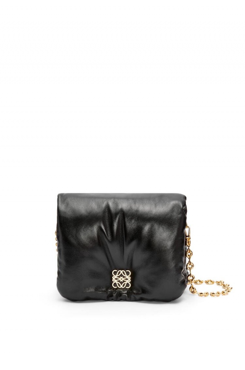 Bolsa De Hombro Loewe Puffer Goya bag in shiny nappa lambskin Mujer Negras | 410UHVTXB