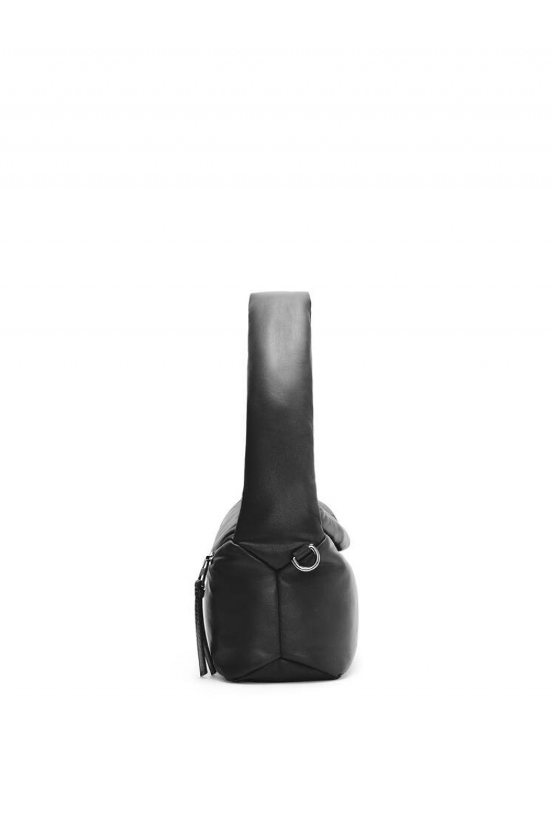 Bolsa De Hombro Loewe Puffer Puzzle Hobo bag in shiny nappa lambskin Mujer Negras | 572RYMKAN