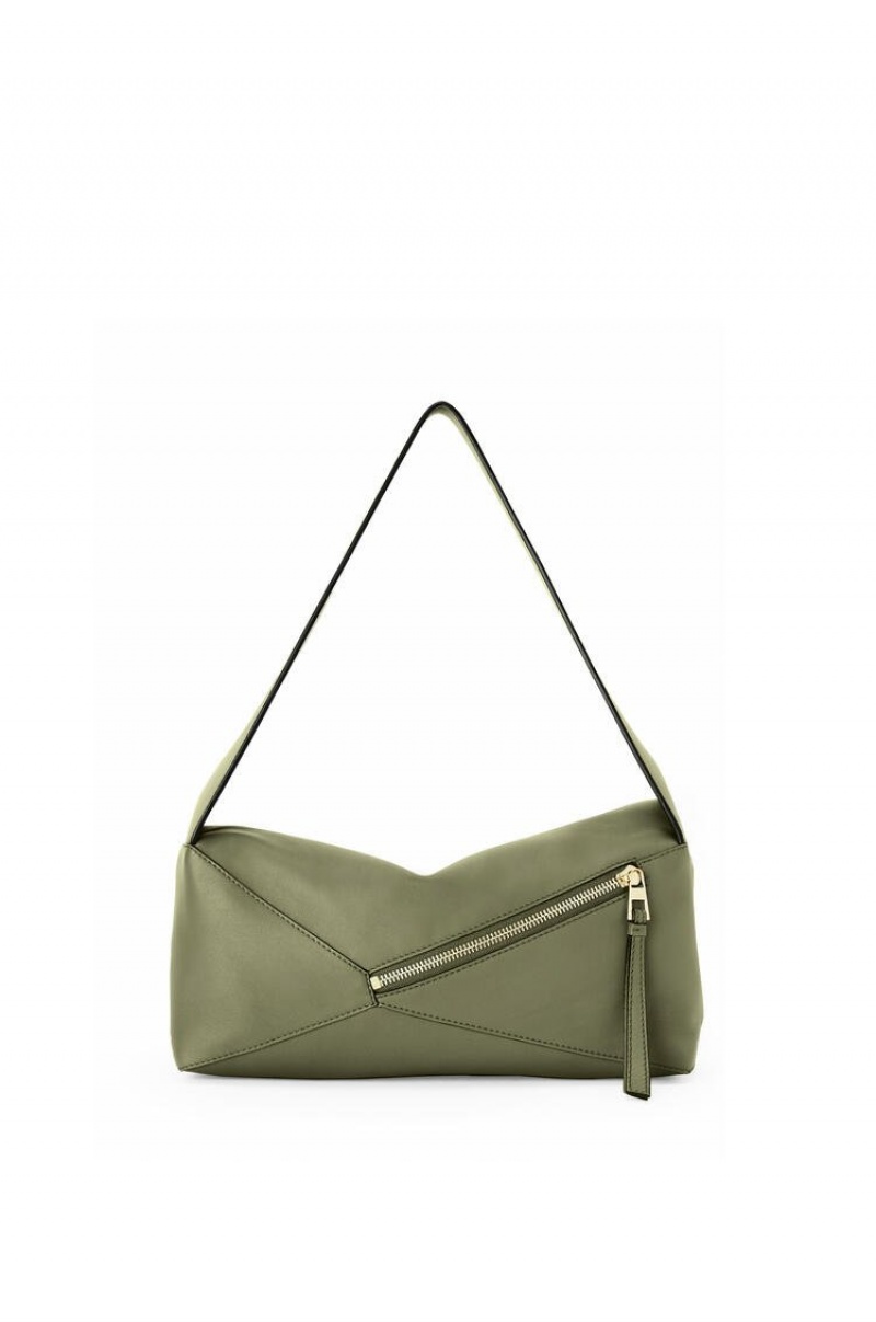 Bolsa De Hombro Loewe Puzzle Hobo bag in nappa calfskin Mujer Verde | 620FMZVNB