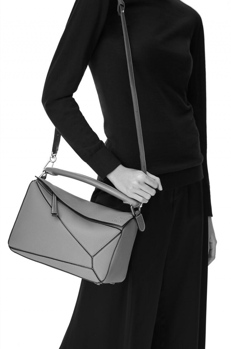 Bolsa De Hombro Loewe Puzzle bag in classic calfskin Mujer Negras | 329RAHUNC