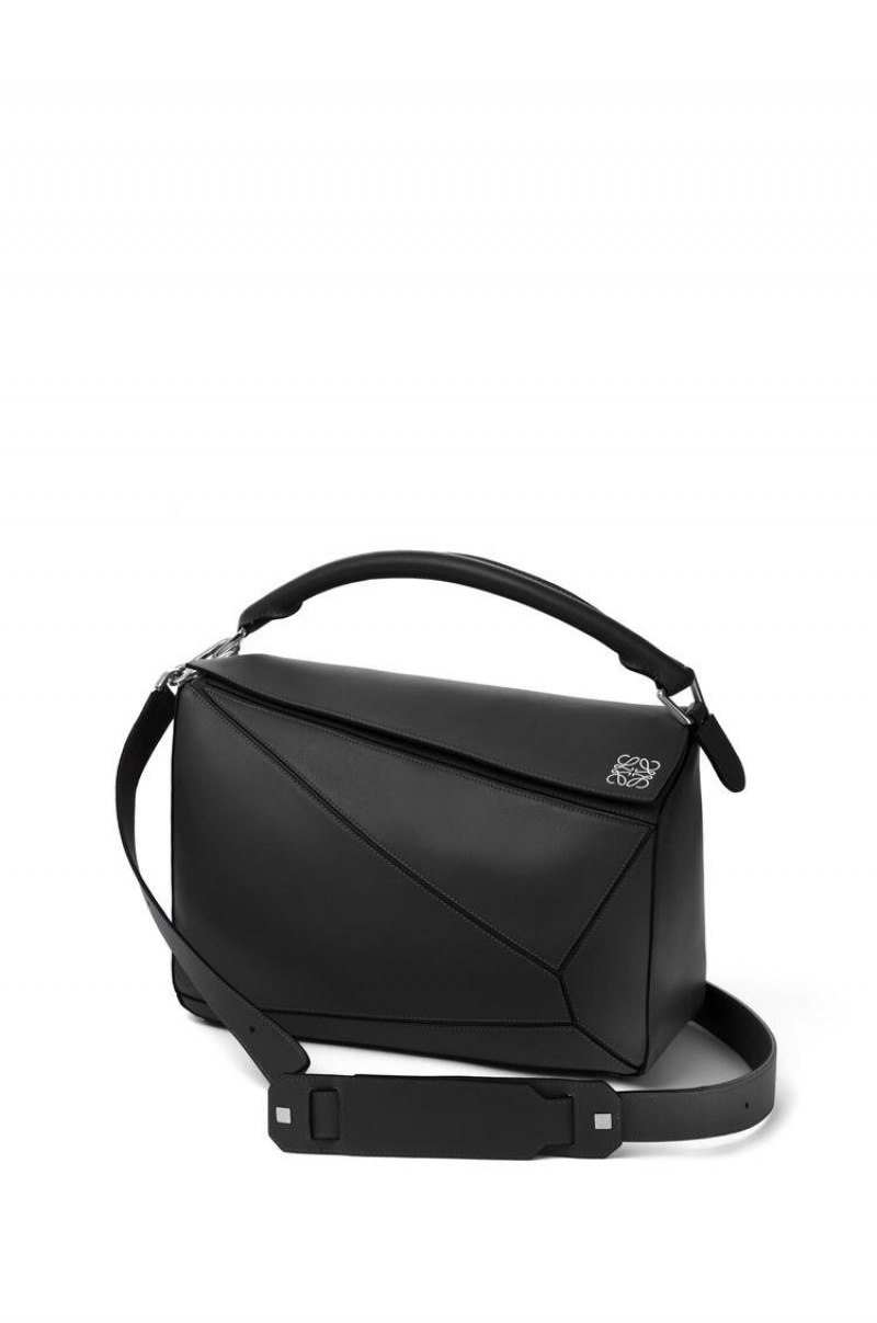 Bolsa De Hombro Loewe Puzzle bag in classic calfskin Mujer Negras | 329RAHUNC