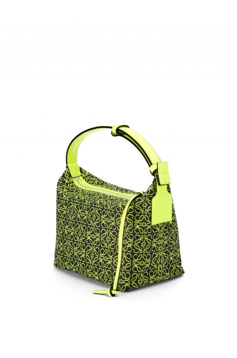 Bolsa De Hombro Loewe Small Cubi bag in Anagram jacquard and calfskin Mujer Amarillo | 987EXYRGZ