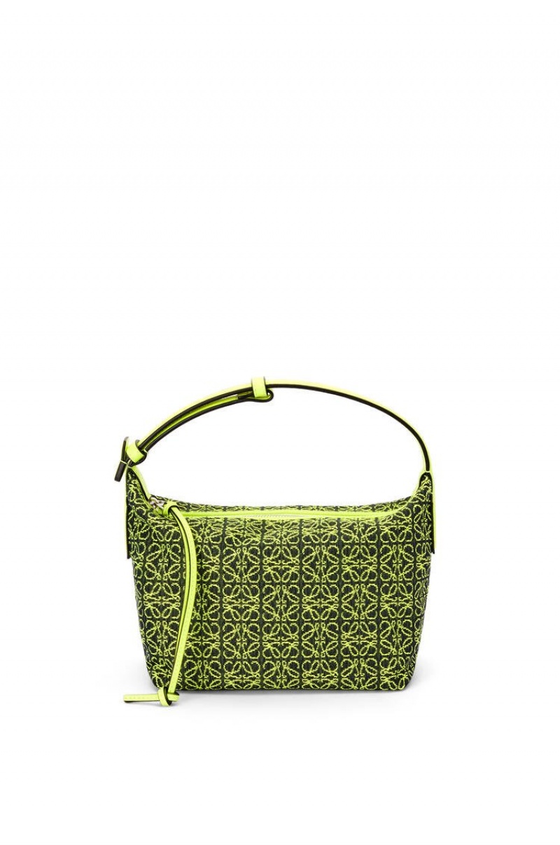 Bolsa De Hombro Loewe Small Cubi bag in Anagram jacquard and calfskin Mujer Amarillo | 987EXYRGZ