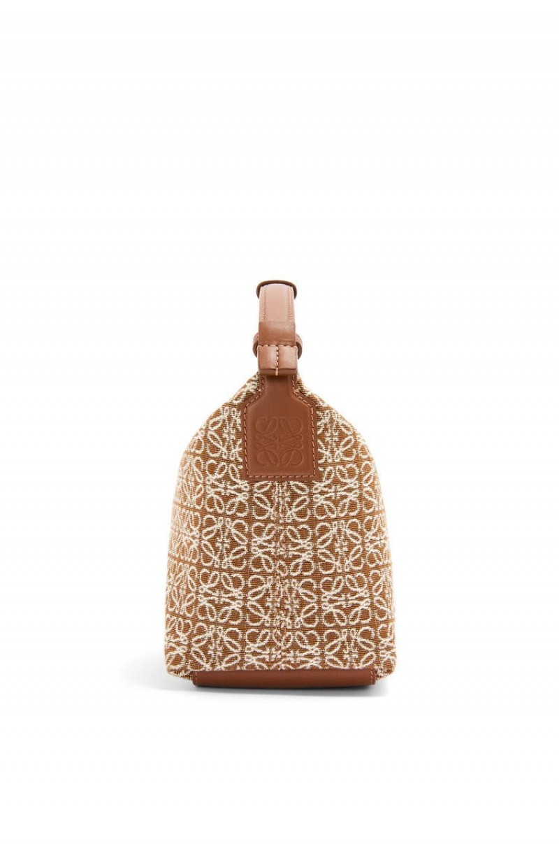 Bolsa De Hombro Loewe Small Cubi bag in Anagram jacquard and calfskin Mujer Tan / Pecan | 972KFYBXA