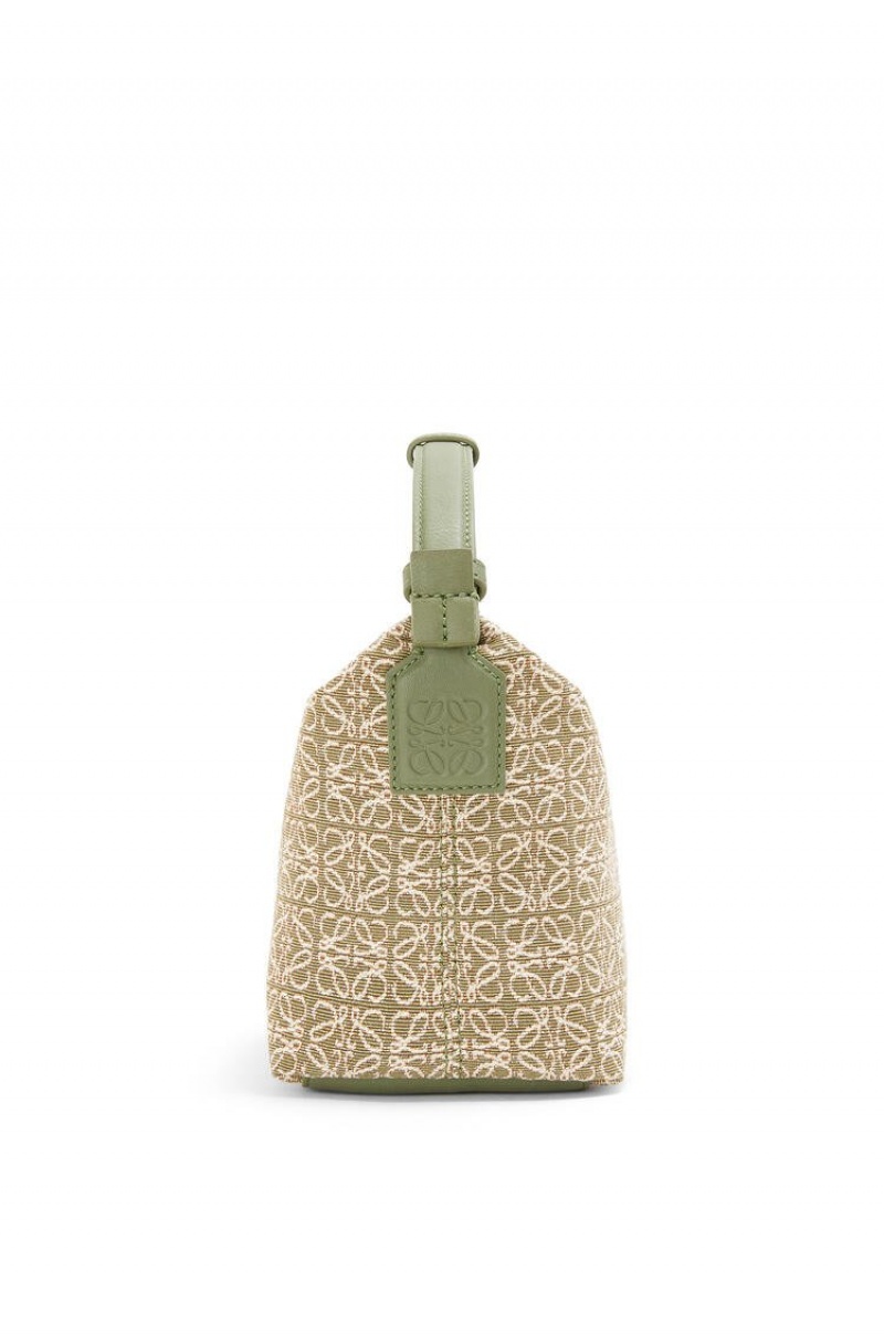 Bolsa De Hombro Loewe Small Cubi bag in Anagram jacquard and calfskin Mujer Verde Verde | 182IZFWPR