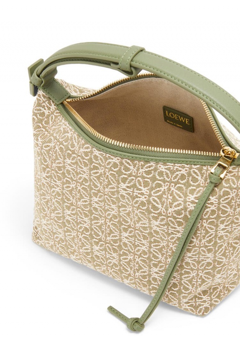 Bolsa De Hombro Loewe Small Cubi bag in Anagram jacquard and calfskin Mujer Verde Verde | 182IZFWPR