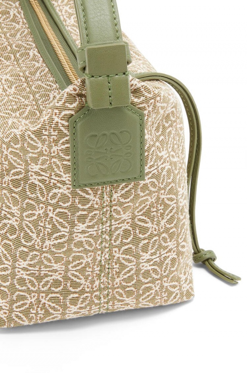 Bolsa De Hombro Loewe Small Cubi bag in Anagram jacquard and calfskin Mujer Verde Verde | 182IZFWPR