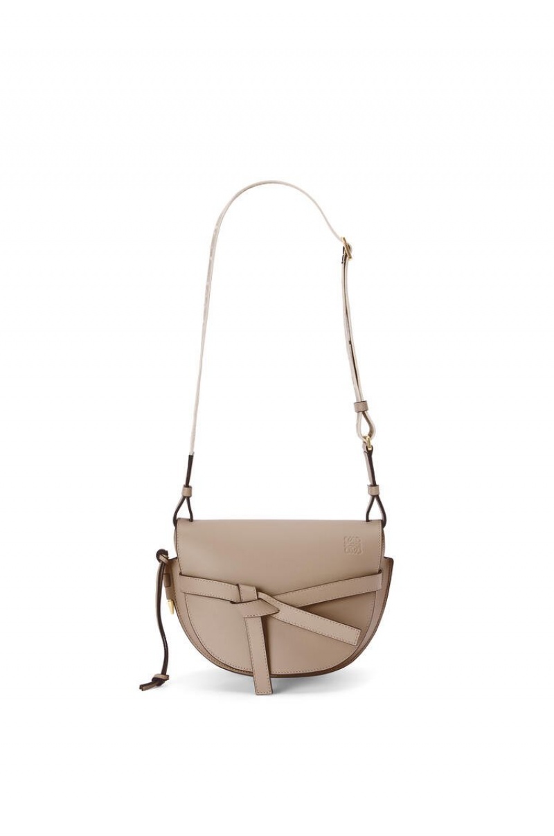 Bolsa De Hombro Loewe Small Gate bag in soft calfskin and jacquard Mujer Sand | 729ZOBKUG