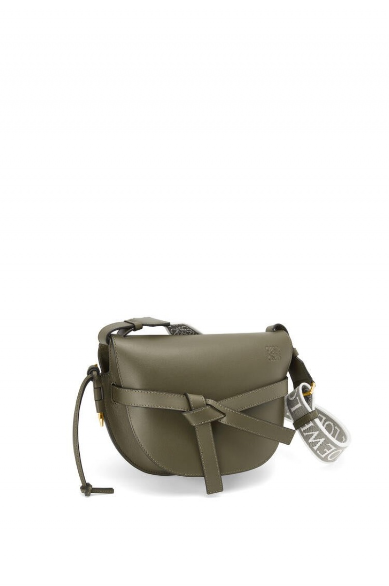 Bolsa De Hombro Loewe Small Gate bag in soft calfskin and jacquard Mujer Verde | 230MTYCAB