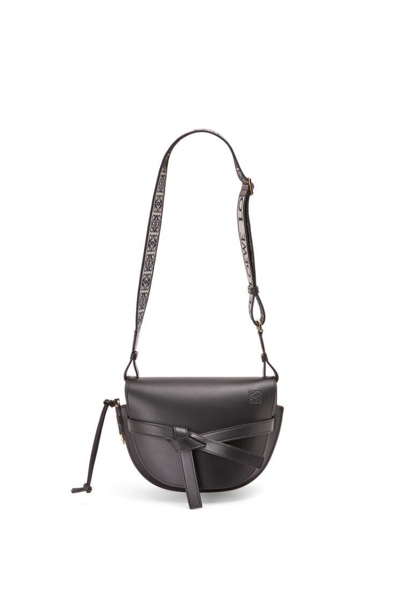 Bolsa De Hombro Loewe Small Gate bag in soft calfskin and jacquard Mujer Negras | 361MKZFBJ