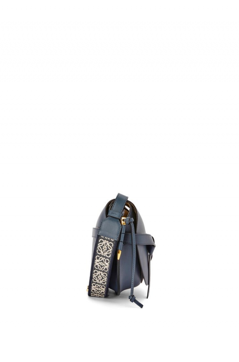 Bolsa De Hombro Loewe Small Gate bag in soft calfskin and jacquard Mujer Azules | 516RPAFYW