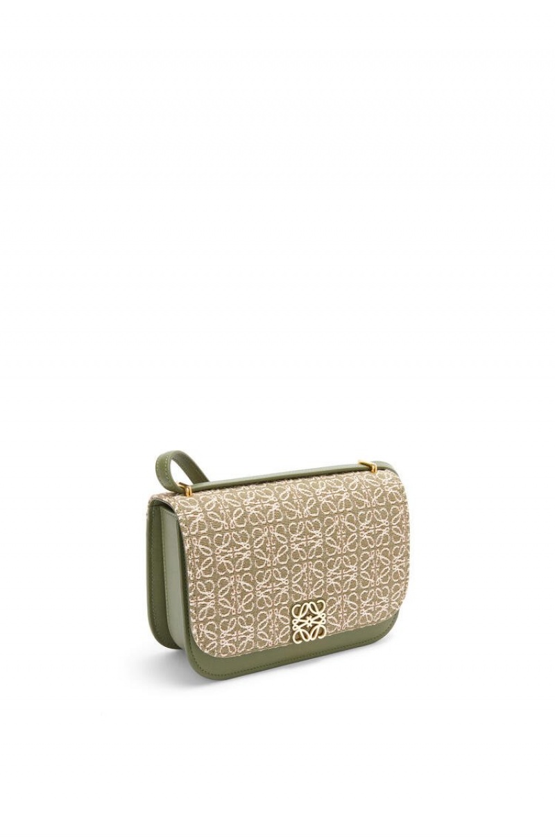 Bolsa De Hombro Loewe Small Goya bag in Anagram jacquard and calfskin Mujer Verde Verde | 187ZDAWYL