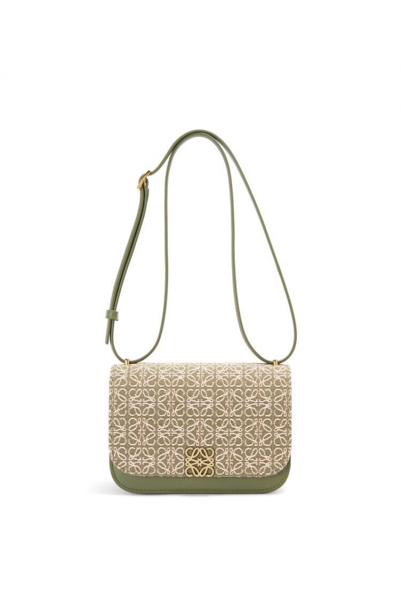 Bolsa De Hombro Loewe Small Goya bag in Anagram jacquard and calfskin Mujer Verde Verde | 187ZDAWYL