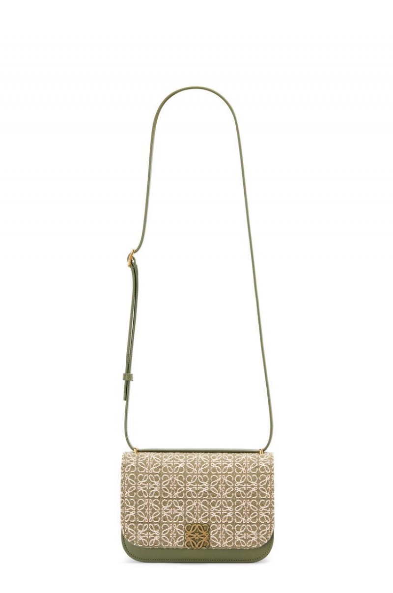 Bolsa De Hombro Loewe Small Goya bag in Anagram jacquard and calfskin Mujer Verde Verde | 187ZDAWYL