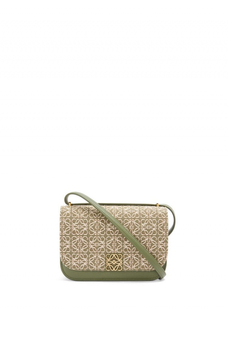 Bolsa De Hombro Loewe Small Goya bag in Anagram jacquard and calfskin Mujer Verde Verde | 187ZDAWYL