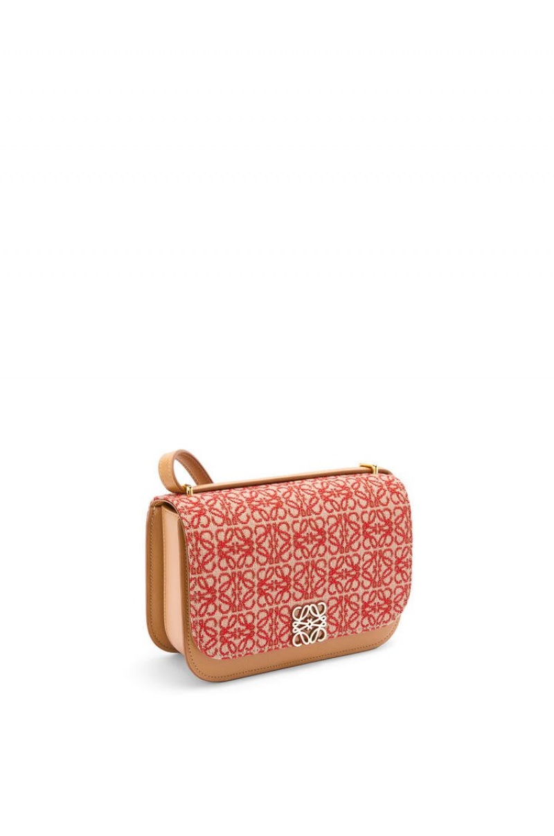 Bolsa De Hombro Loewe Small Goya bag in Anagram jacquard and calfskin Mujer Rojas | 193LBGDOW