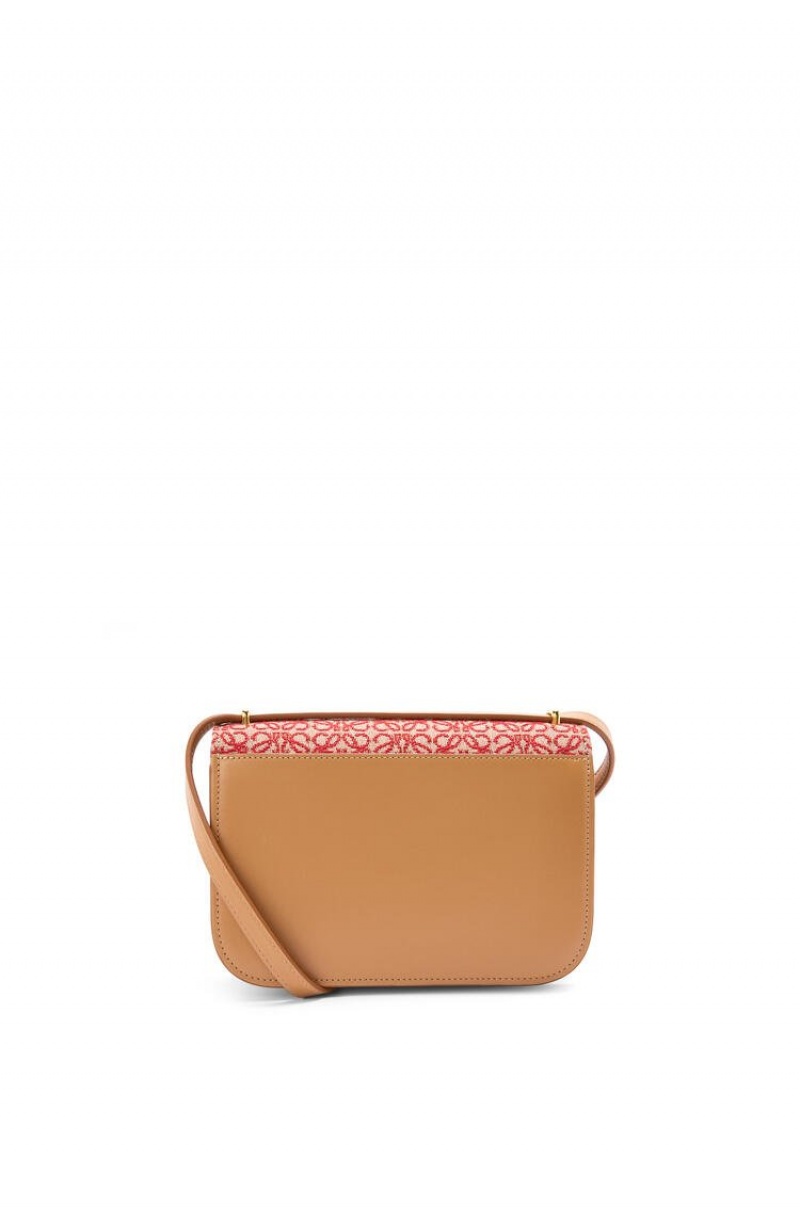 Bolsa De Hombro Loewe Small Goya bag in Anagram jacquard and calfskin Mujer Rojas | 193LBGDOW