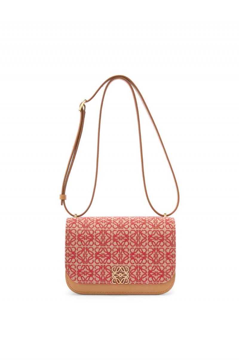 Bolsa De Hombro Loewe Small Goya bag in Anagram jacquard and calfskin Mujer Rojas | 193LBGDOW