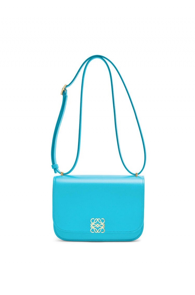 Bolsa De Hombro Loewe Small Goya bag in silk calfskin Mujer Cyan | 032PEGRCS