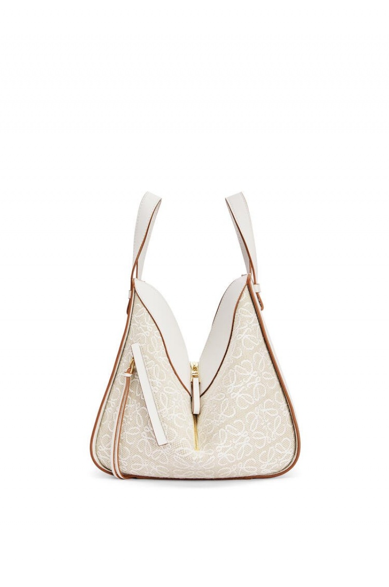 Bolsa De Hombro Loewe Small Hammock bag in Anagram jacquard and calfskin Mujer Blancas | 965FNUAXV