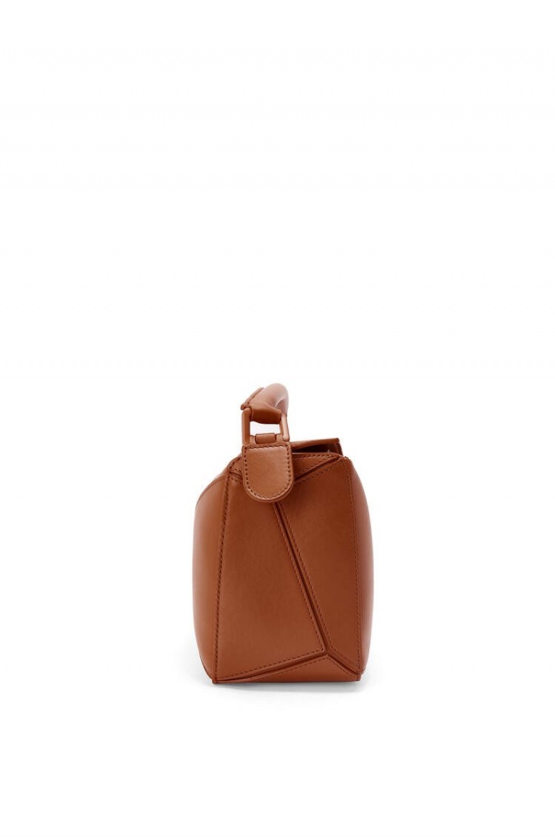 Bolsa De Hombro Loewe Small Puzzle bag in satin calfskin Mujer Pecan | 923DKZGQV