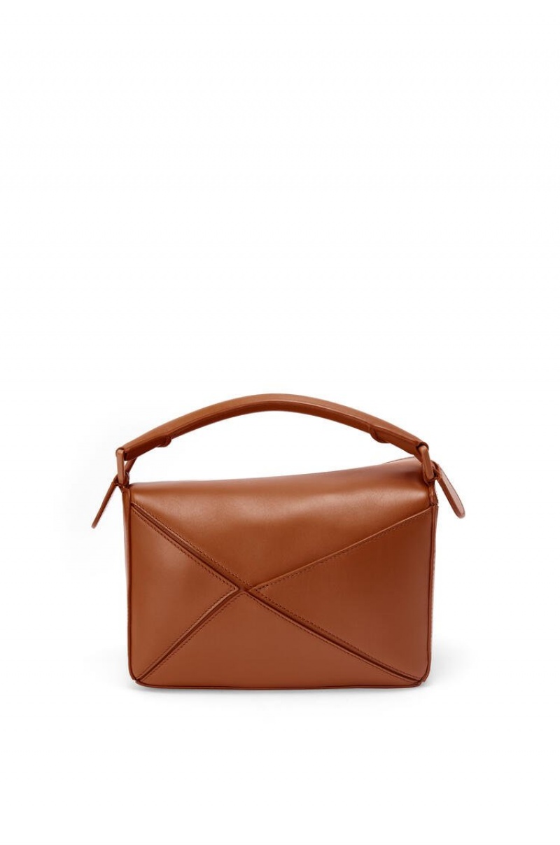 Bolsa De Hombro Loewe Small Puzzle bag in satin calfskin Mujer Pecan | 923DKZGQV