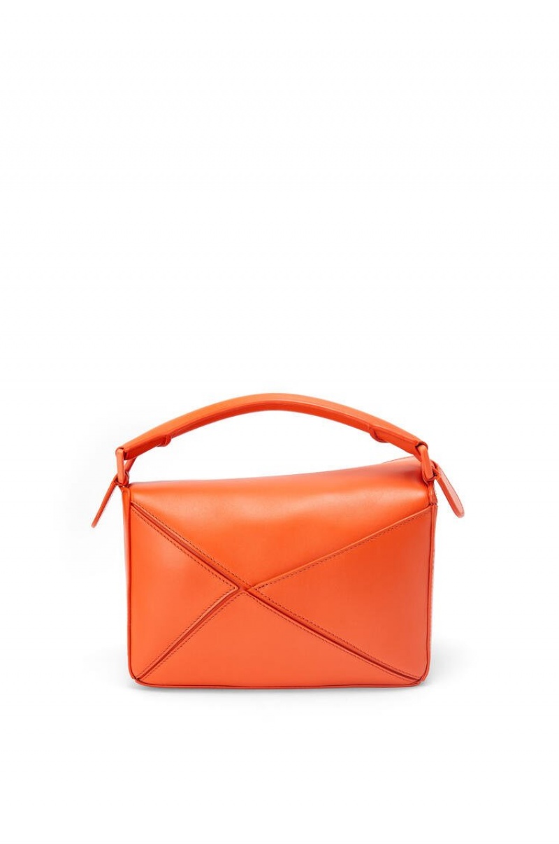 Bolsa De Hombro Loewe Small Puzzle bag in satin calfskin Mujer Naranjas | 172UZAEQS