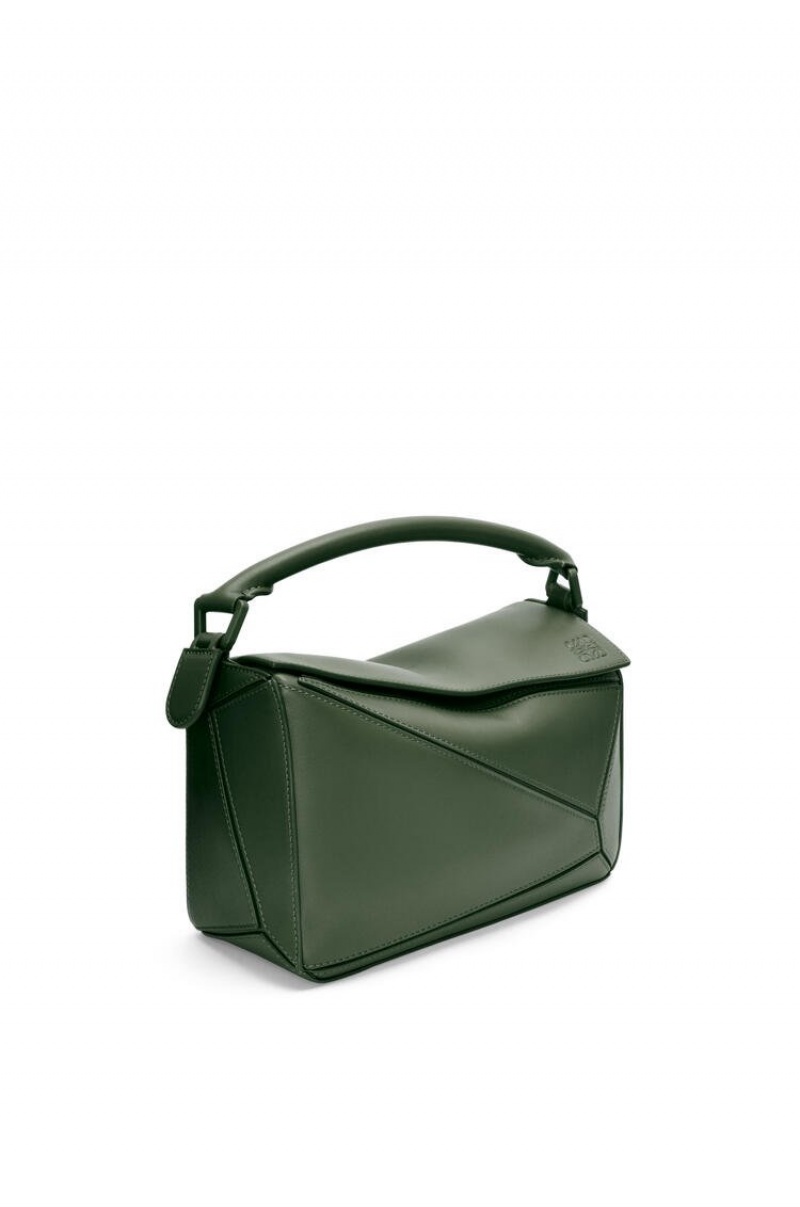 Bolsa De Hombro Loewe Small Puzzle bag in satin calfskin Mujer Kaki | 042BHECOP