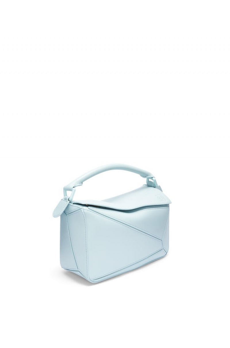 Bolsa De Hombro Loewe Small Puzzle bag in satin calfskin Mujer Aquamarine | 971GZDUVM