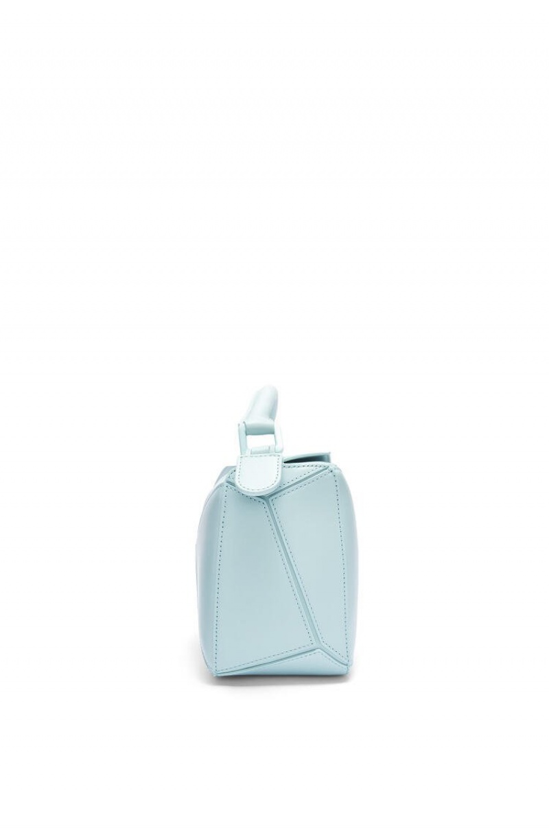 Bolsa De Hombro Loewe Small Puzzle bag in satin calfskin Mujer Aquamarine | 971GZDUVM