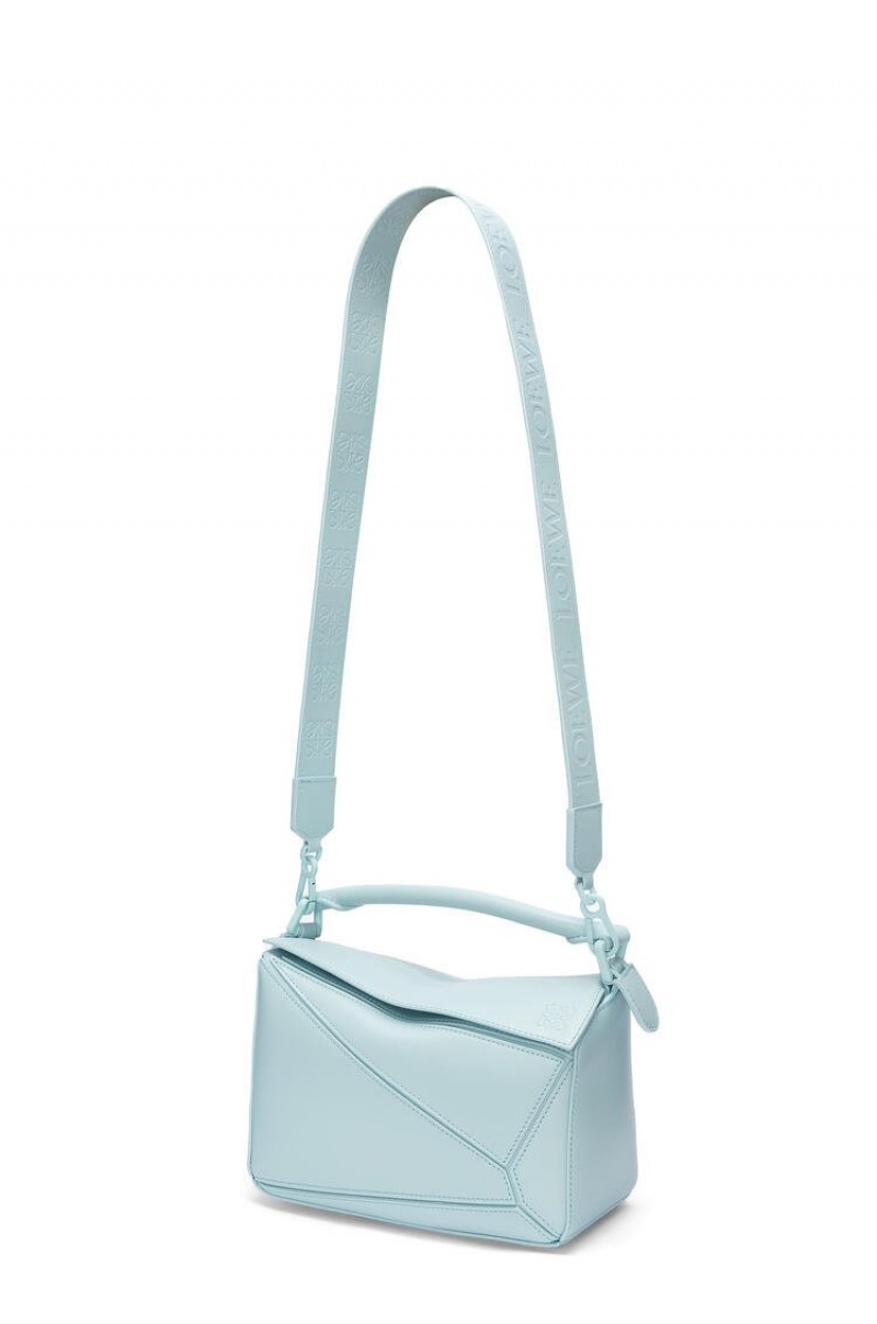 Bolsa De Hombro Loewe Small Puzzle bag in satin calfskin Mujer Aquamarine | 971GZDUVM