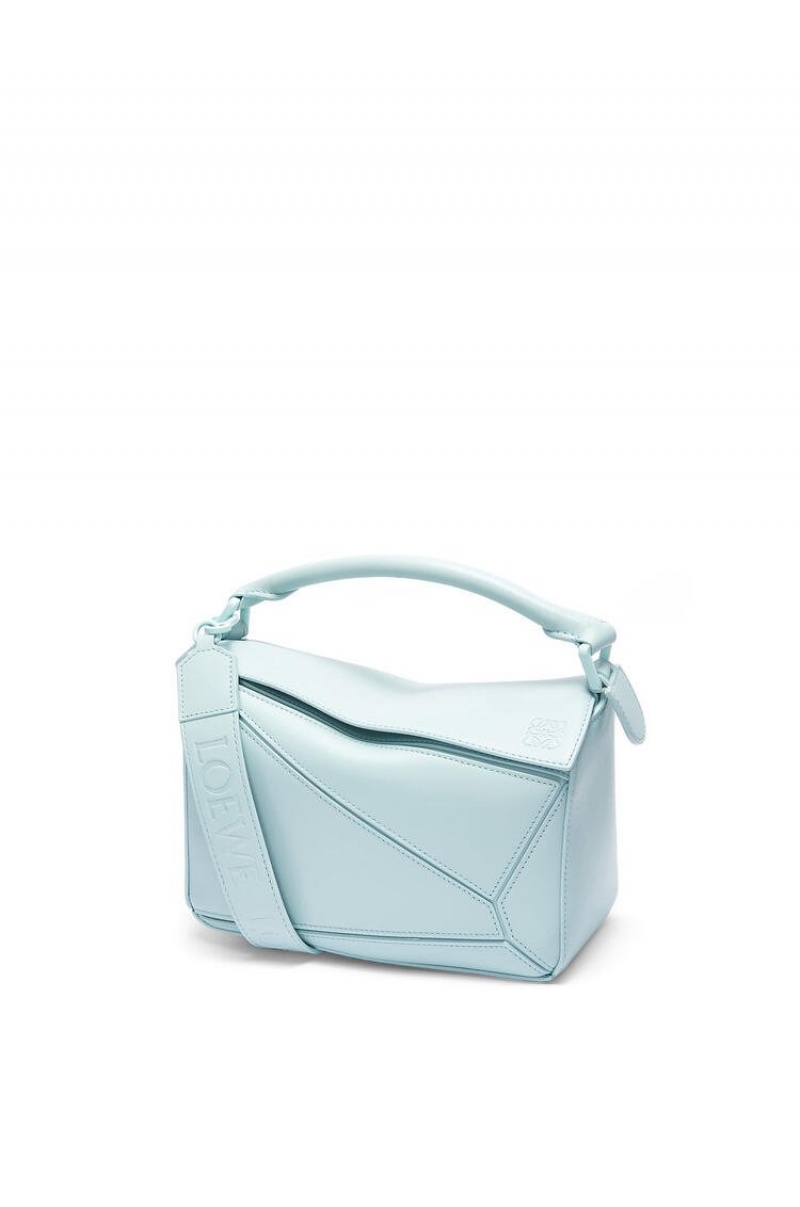 Bolsa De Hombro Loewe Small Puzzle bag in satin calfskin Mujer Aquamarine | 971GZDUVM