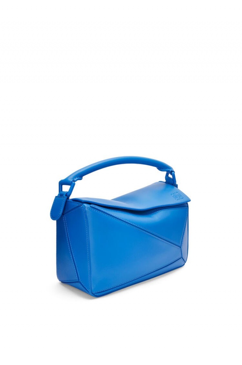 Bolsa De Hombro Loewe Small Puzzle bag in satin calfskin Mujer Azules | 678QWKDNJ