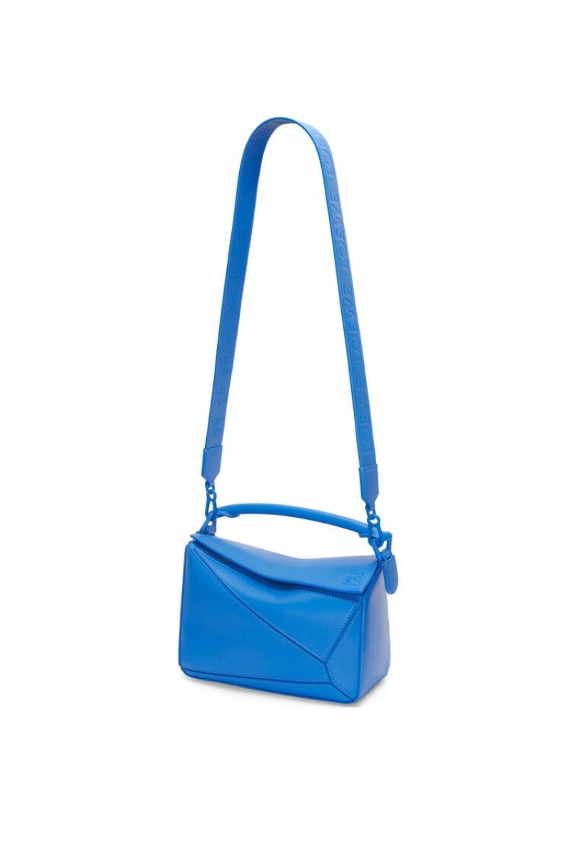 Bolsa De Hombro Loewe Small Puzzle bag in satin calfskin Mujer Azules | 678QWKDNJ