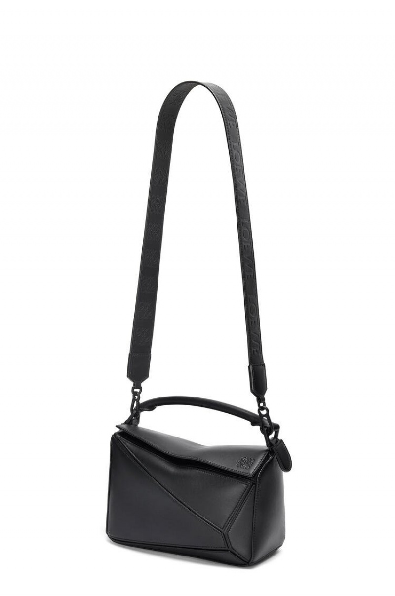 Bolsa De Hombro Loewe Small Puzzle bag in satin calfskin Mujer Negras | 857PEOXJL