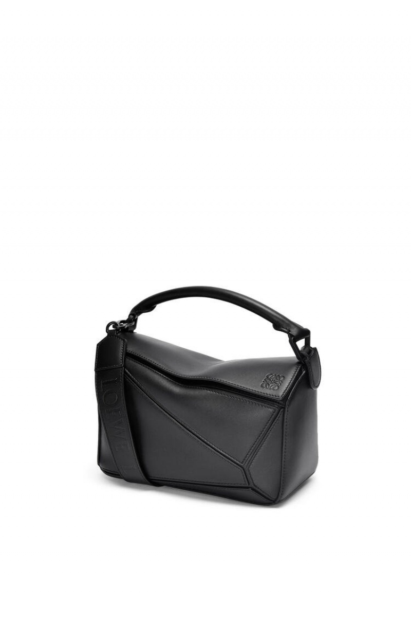 Bolsa De Hombro Loewe Small Puzzle bag in satin calfskin Mujer Negras | 857PEOXJL